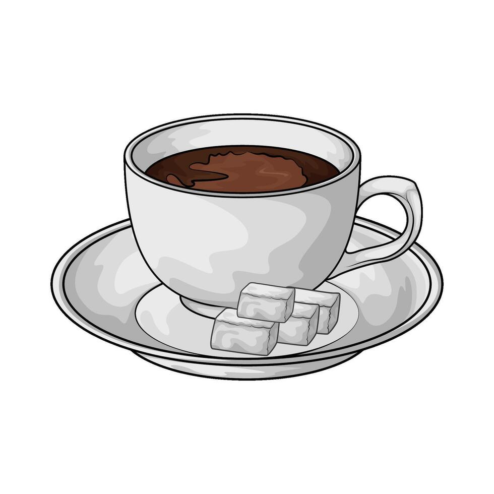 coffee with sugar cubes vector
