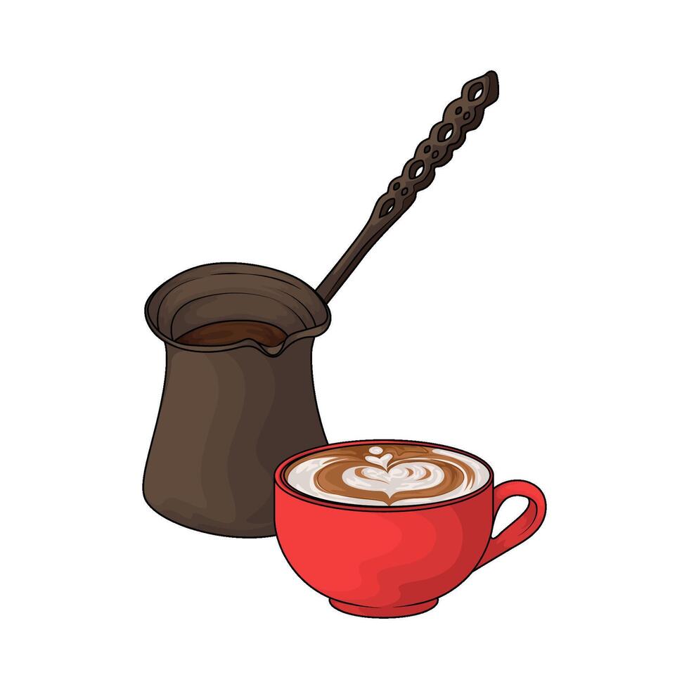 coffee with cezve illustration vector