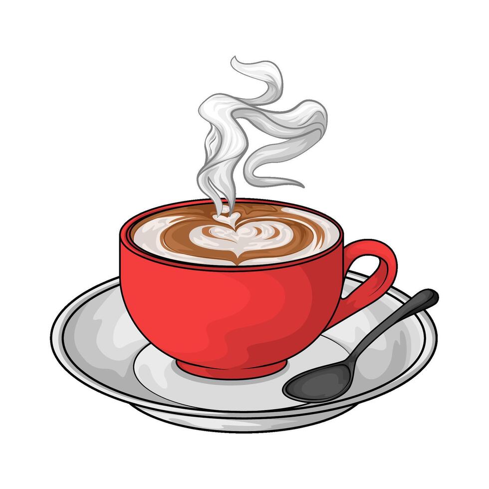 coffee cup with spoon illustration vector