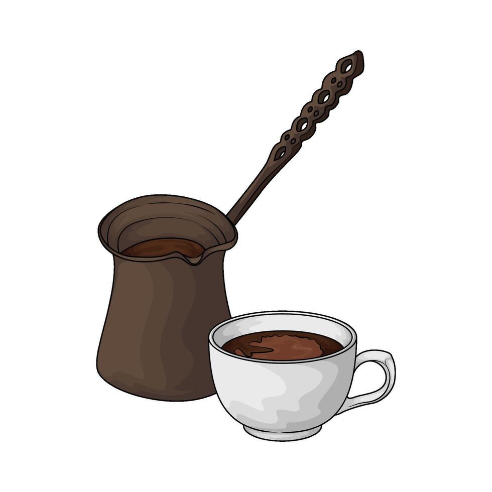 illustration of coffee with cezve vector