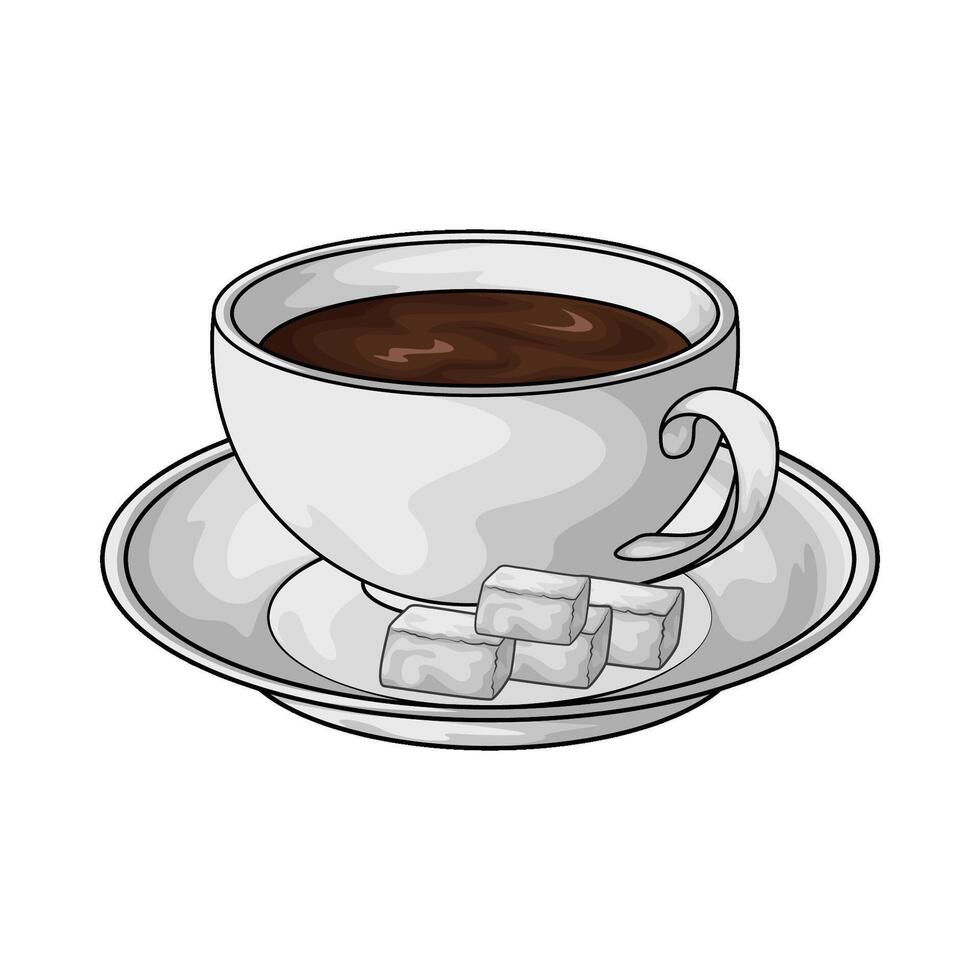coffee and sugar cube illustration vector