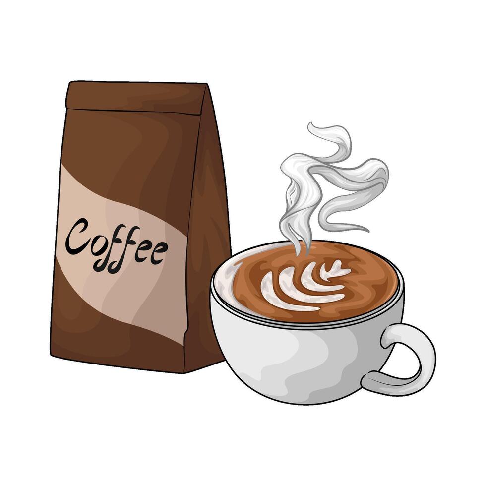 coffee pack with latte vector