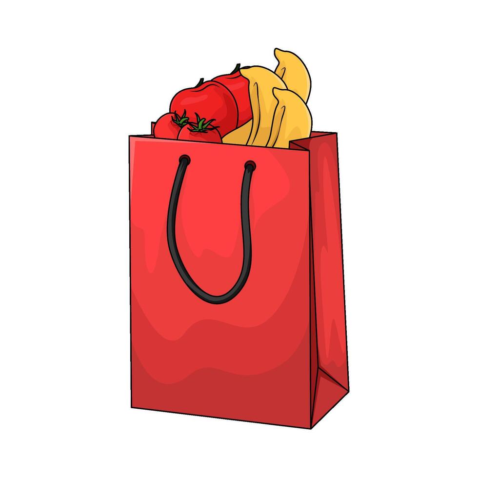 fruit in red paper bag vector