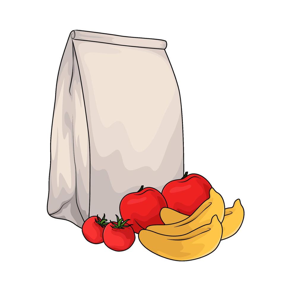 white paper bag with fruits vector