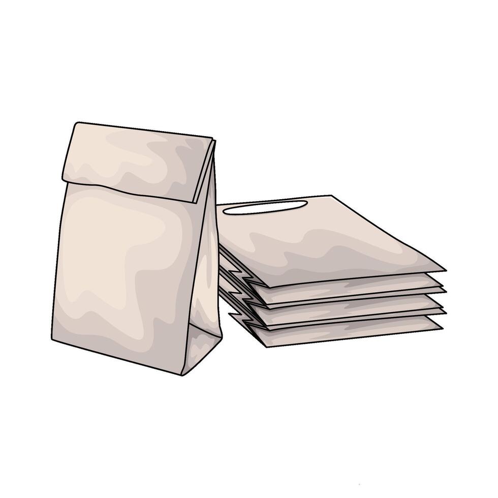 empty white paper bags stacked vector