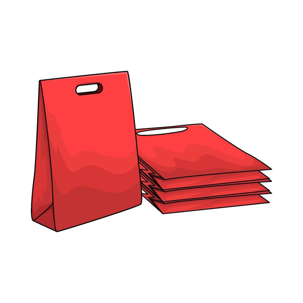 empty red paper bags stacked vector