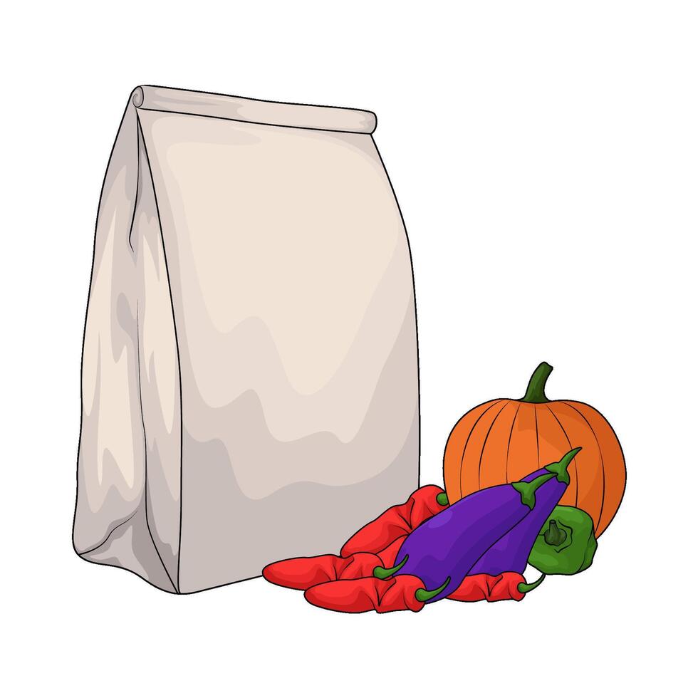 vegetable with paper bag vector