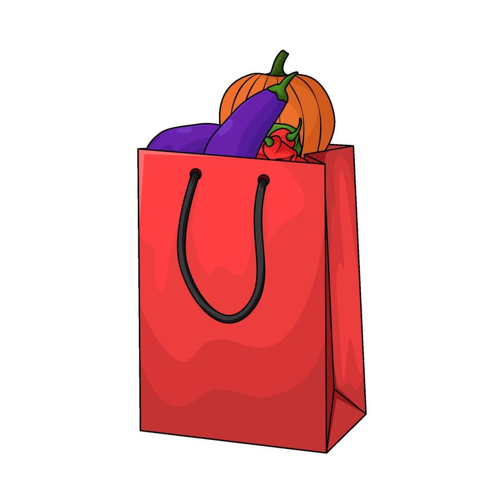 vegetable in red paper bag vector