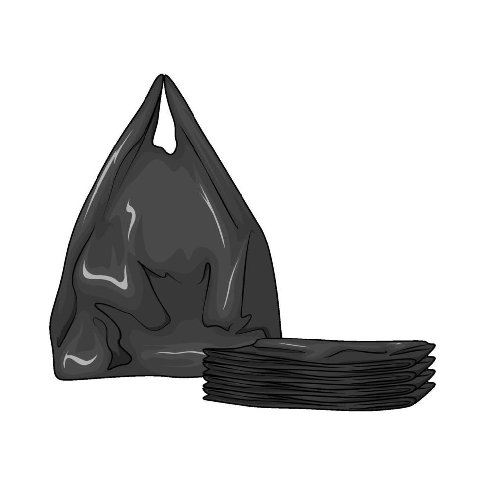 illustration of empty black plastic bag vector