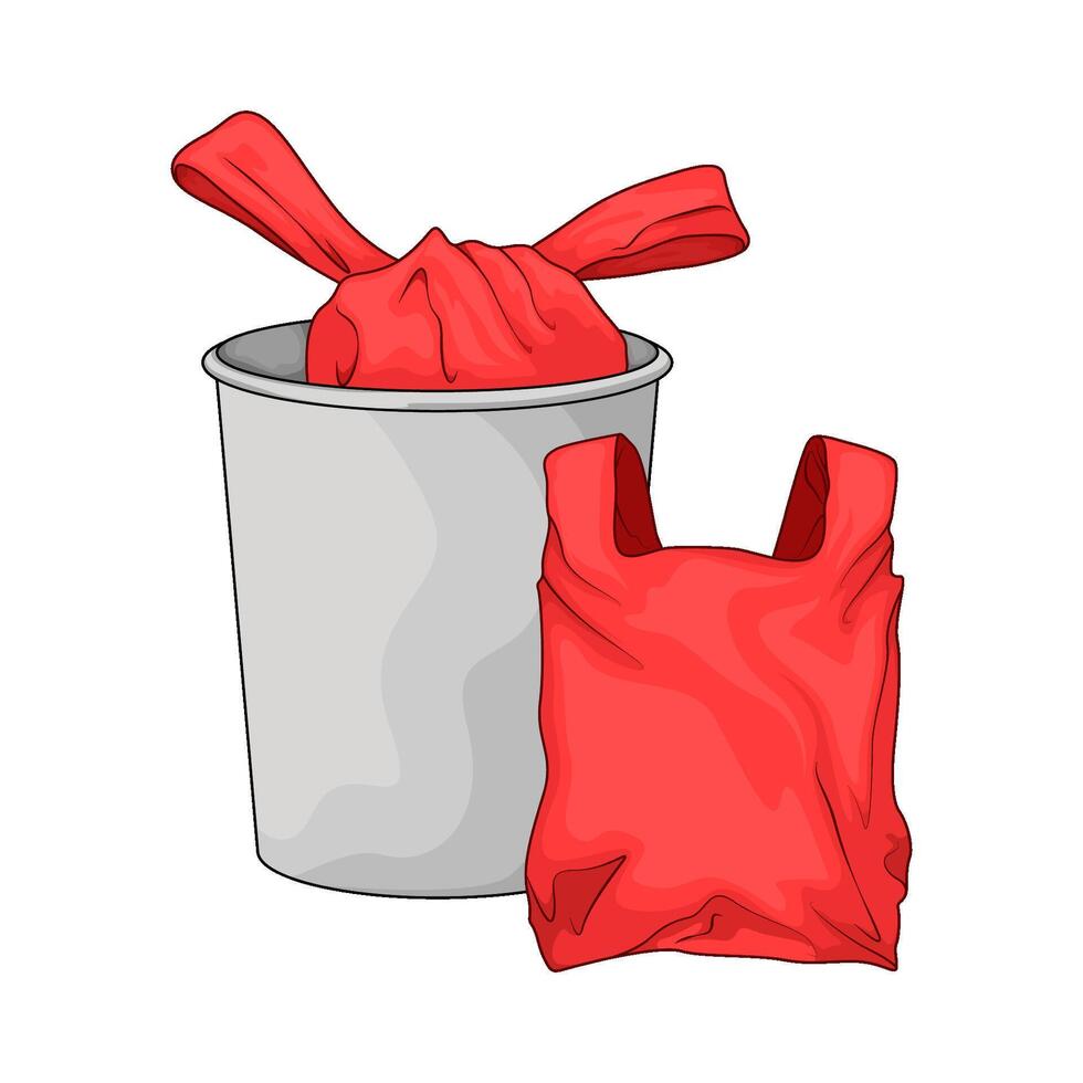 illustration of red plastic in the trash can vector