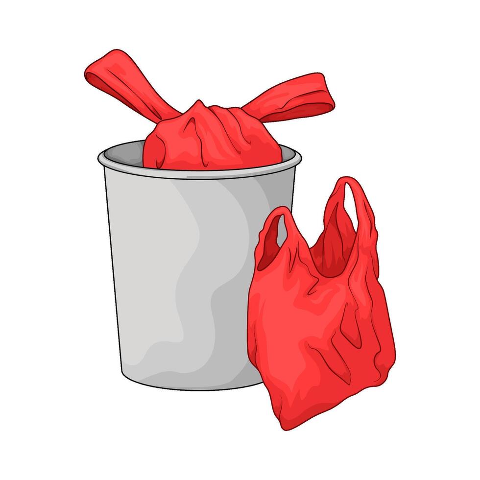 red plastic in the trash can vector