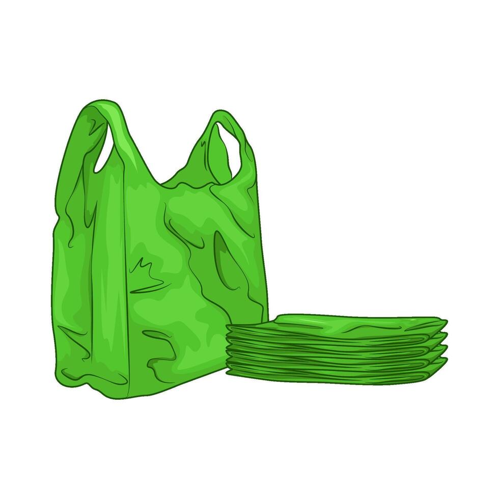 illustration of green plastic bag vector