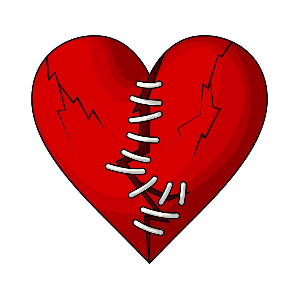 stitched red heart vector