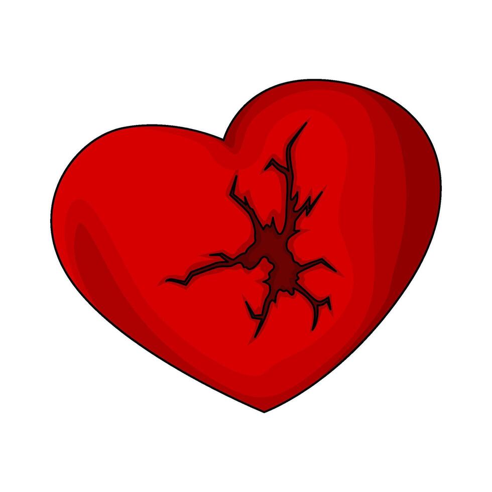 broken red heart illustration vector