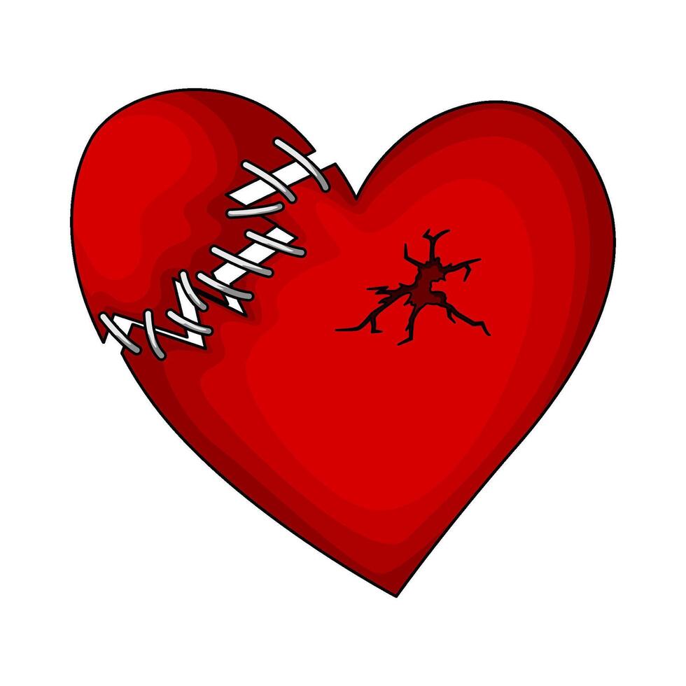 illustration of stitched red heart vector