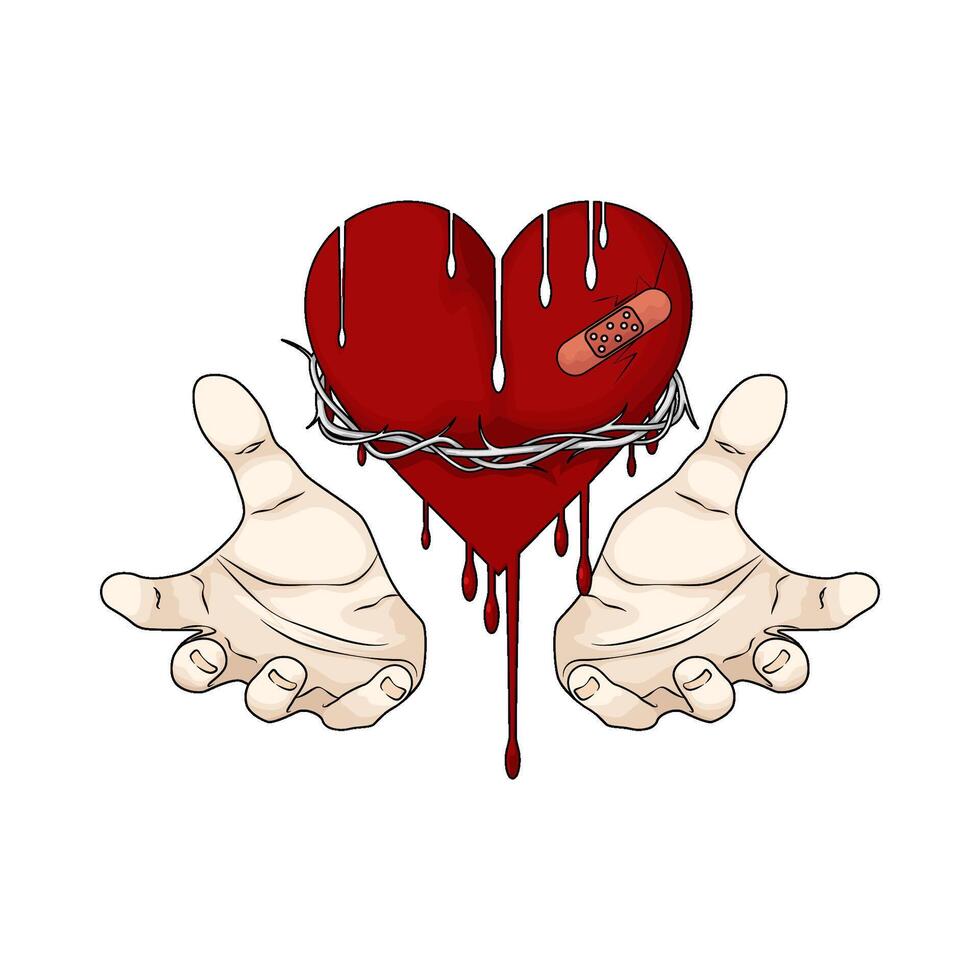 hand with Heart Entangled illustration vector