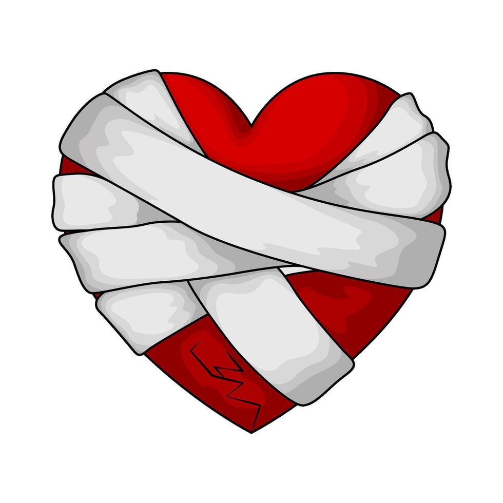illustration of bandaged hearts vector