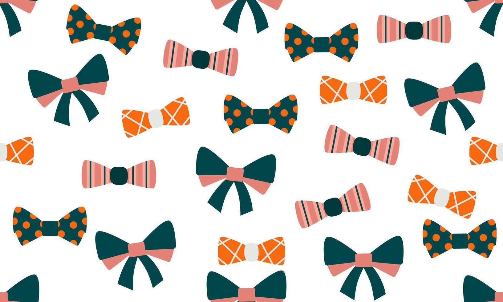 A pattern with different bright bows on a white background. Elements for printing, textures, fabrics, wallpapers vector