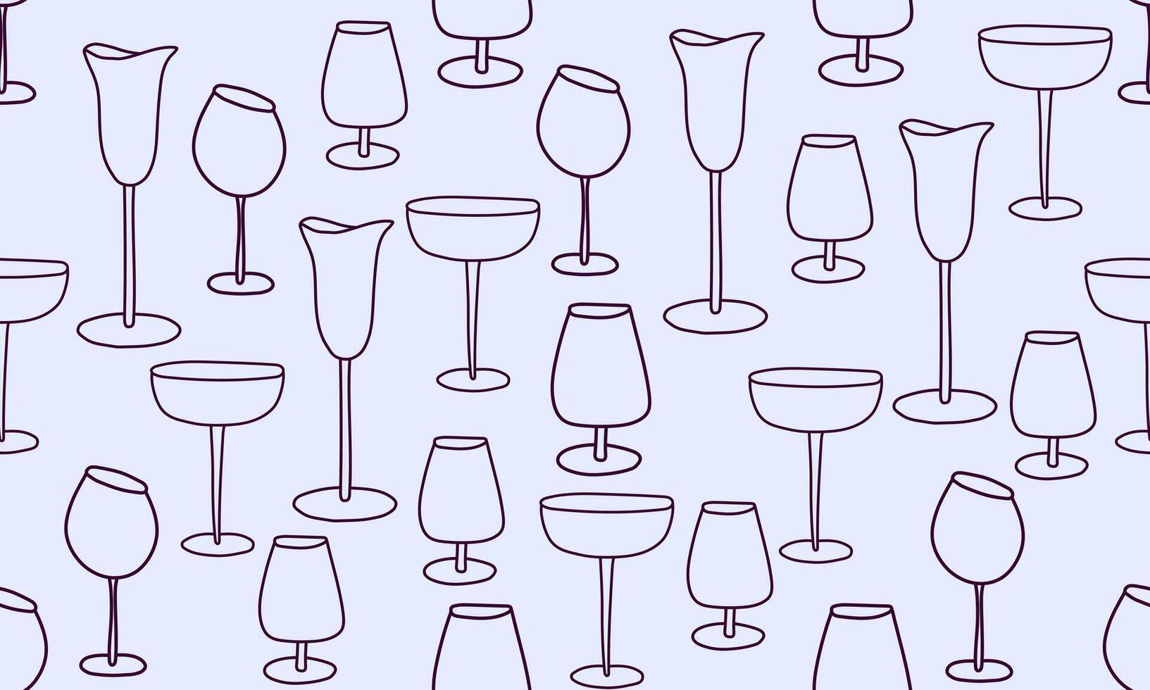 A pattern with different glasses on a delicate background. Elements for printing, textures, fabrics, wallpapers vector