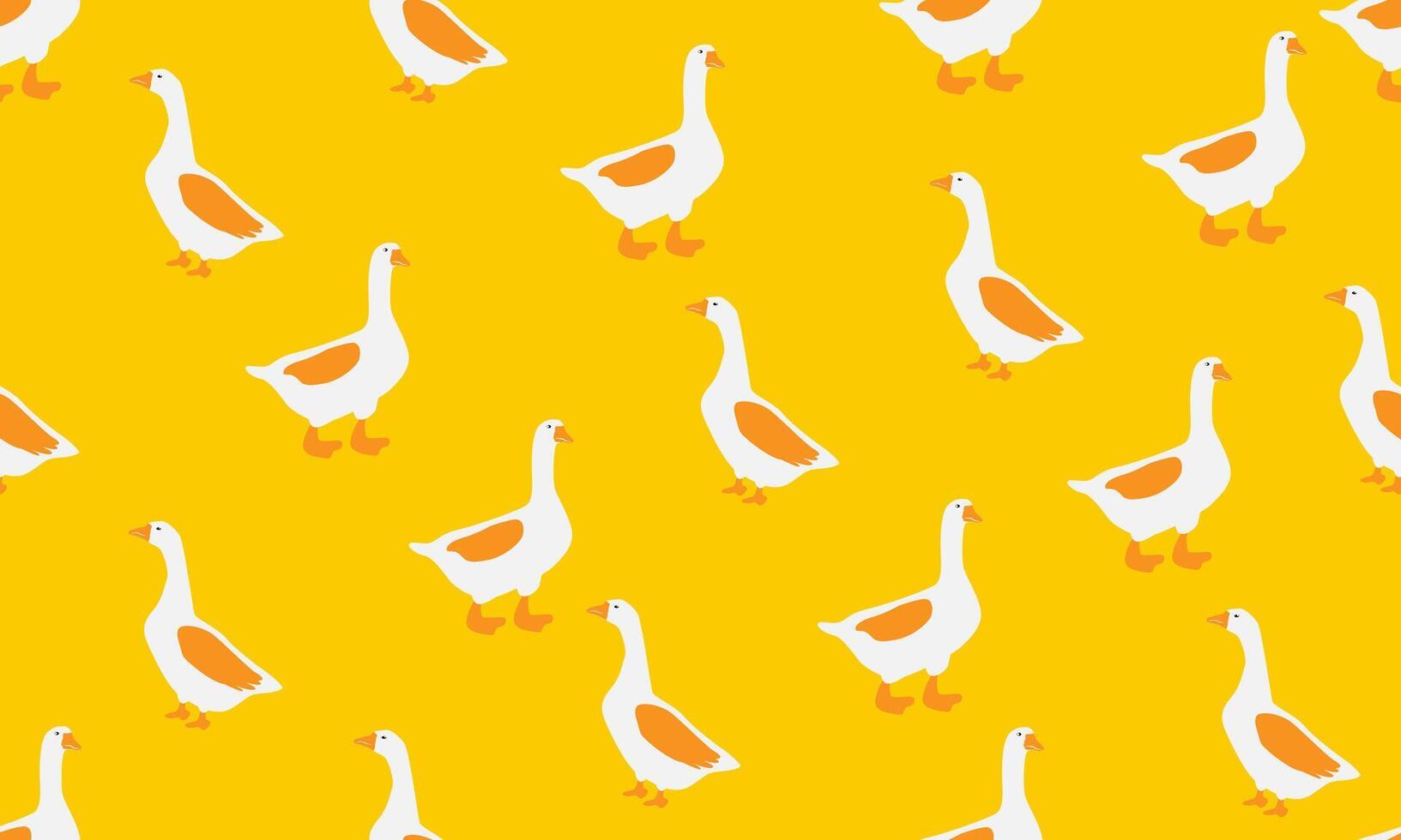 Bright pattern of a beautiful goose on a yellow background vector