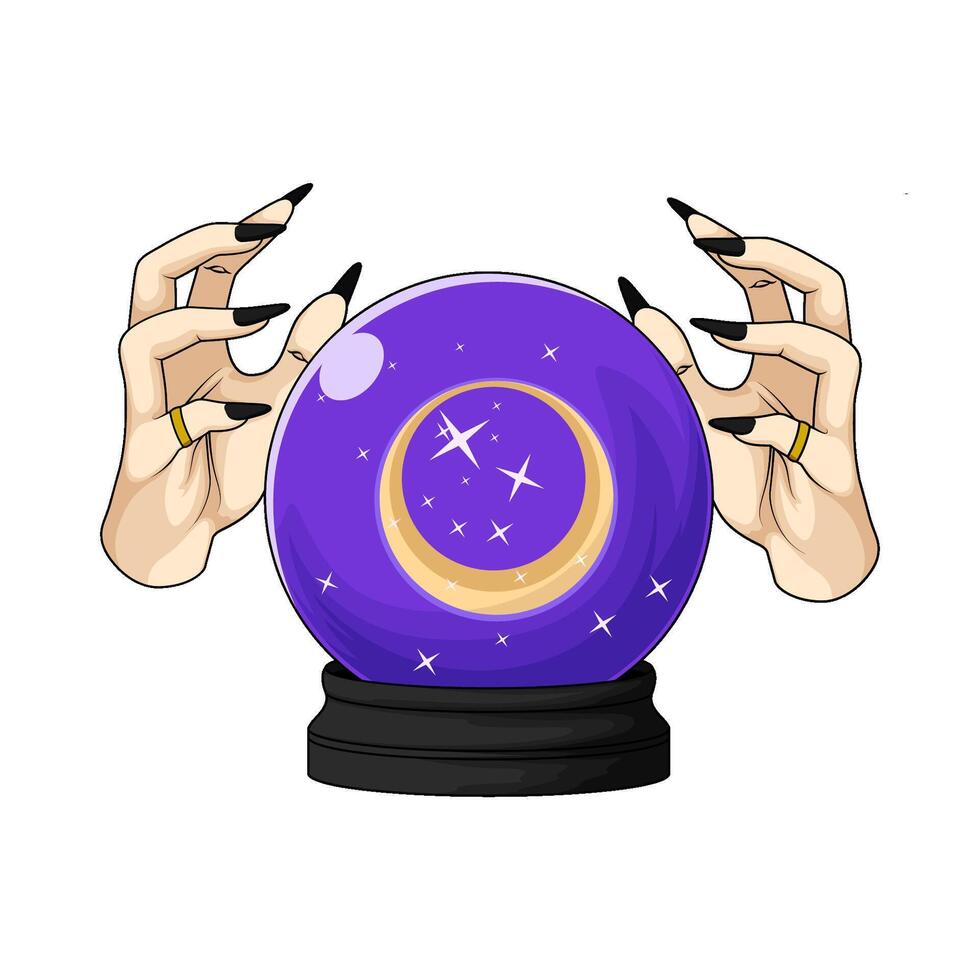 illustration of witch hand with magic ball vector