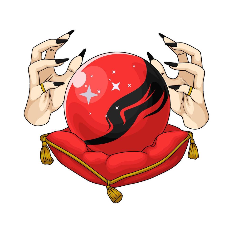 witch hand with crystal ball vector