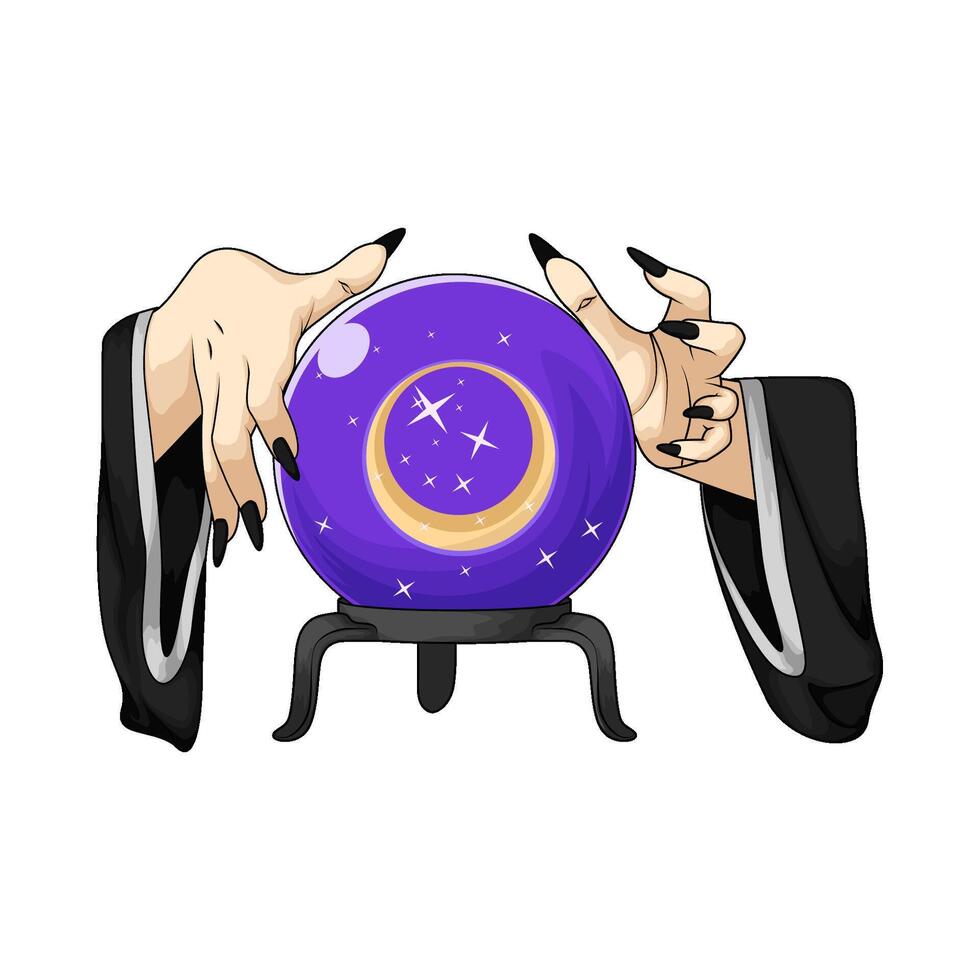 witch hand with magic ball vector