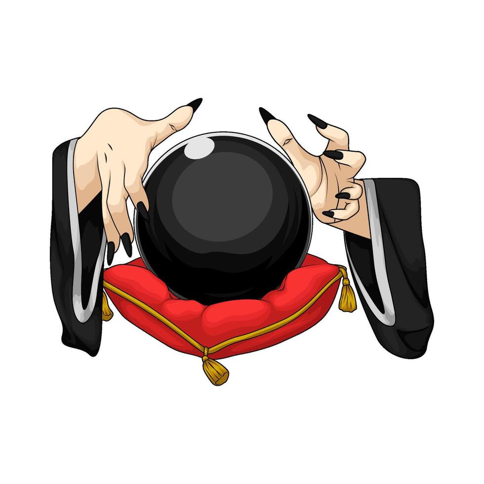 Celestial Crystal Ball with Hand illustration vector