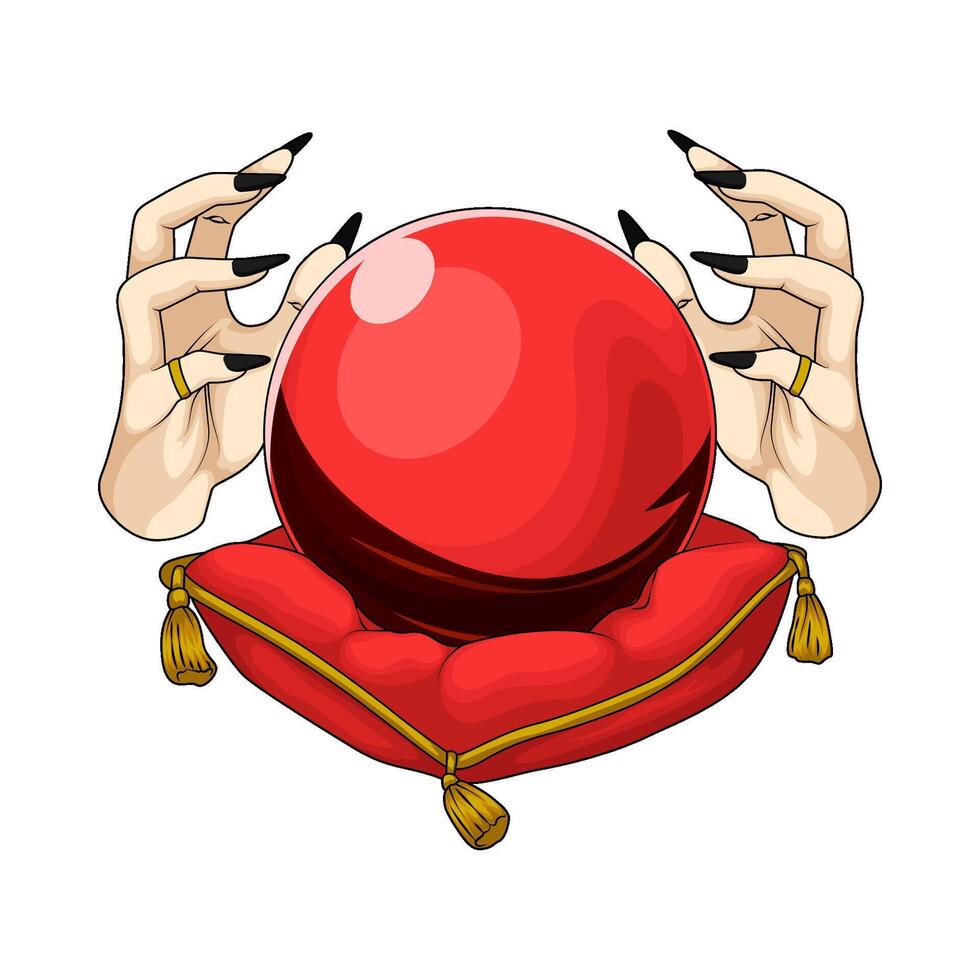 Red Crystal Ball with Hand vector