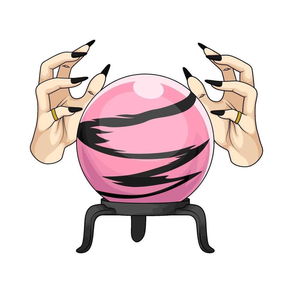 Celestial Crystal Ball with Hand vector