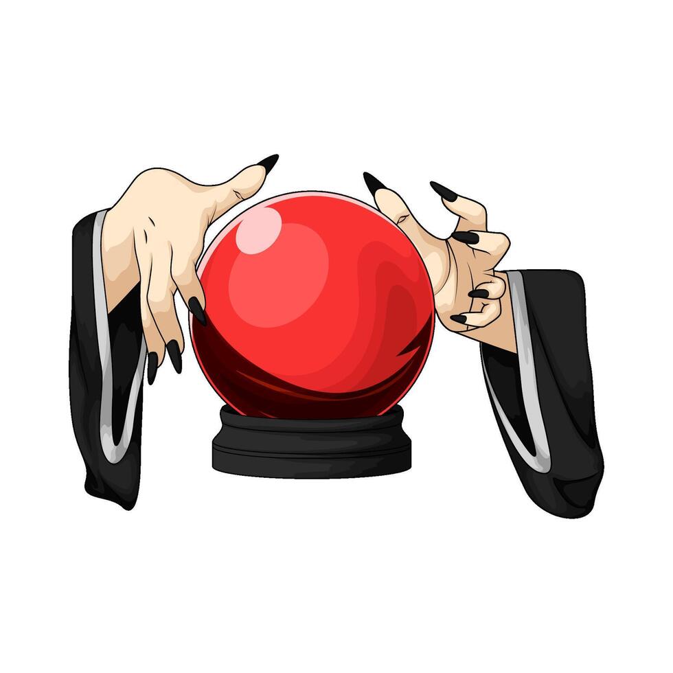 Red Crystal Balls with hand vector