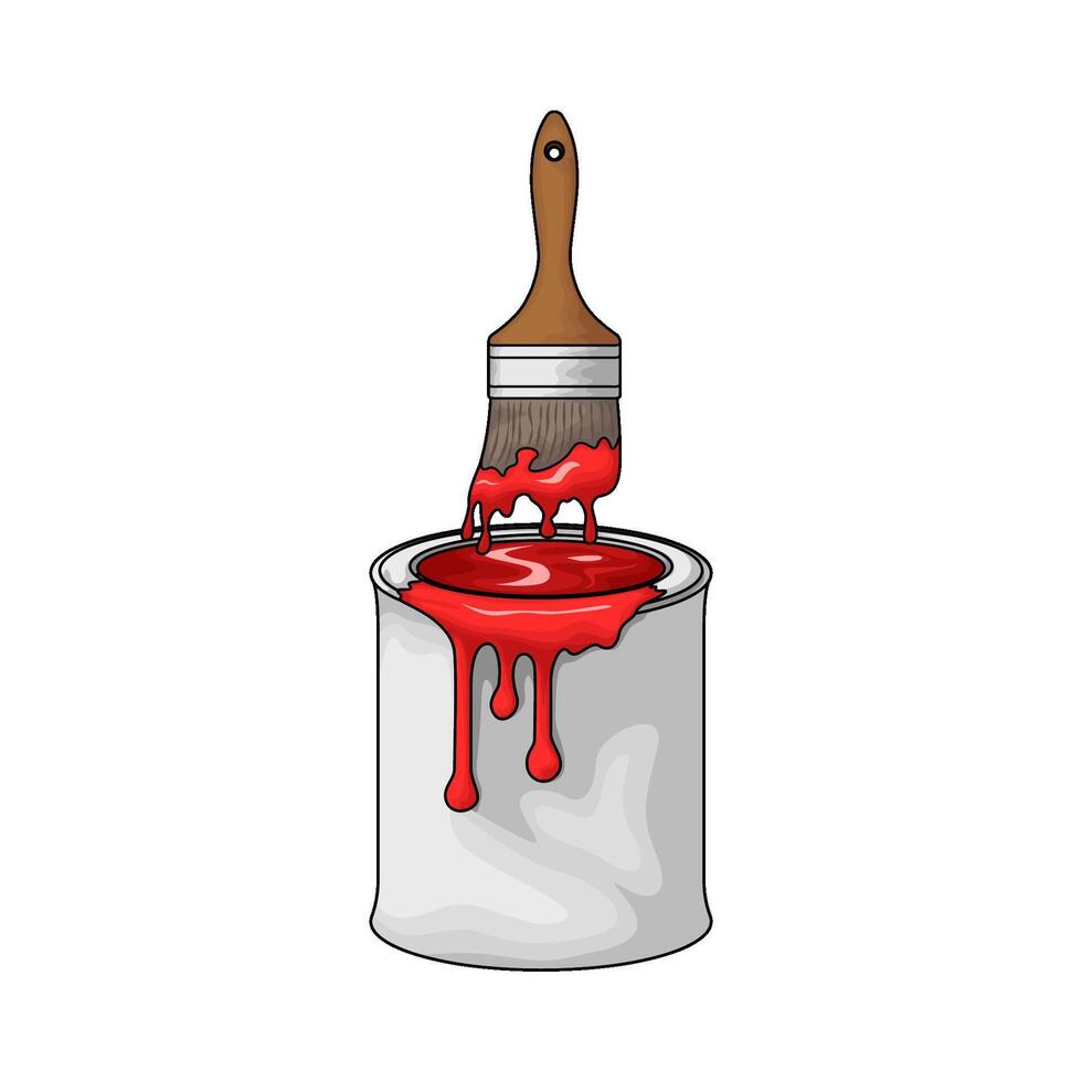 red paint with paintbrush vector