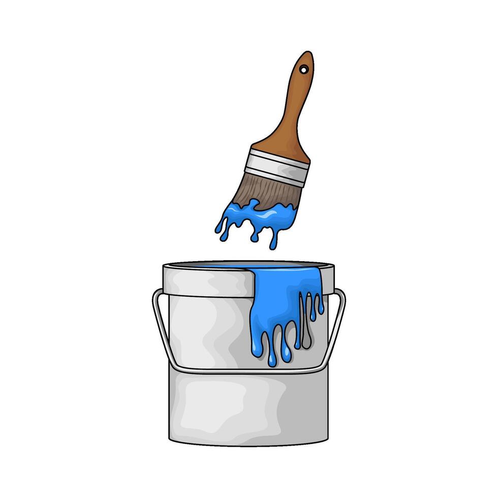 blue paint with a paint brush vector