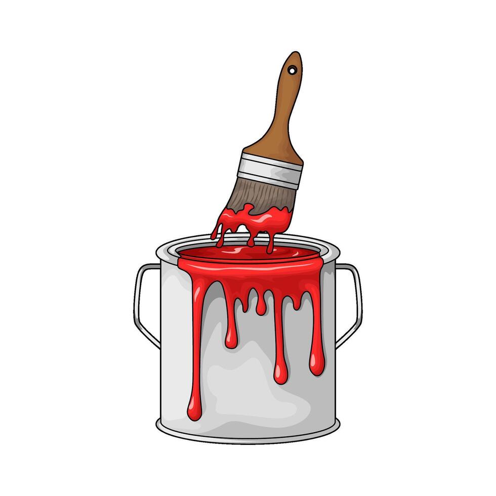 paint brush with red paint vector