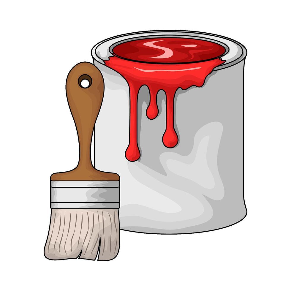 illustration of brush with red paint vector