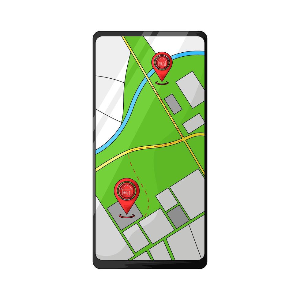 map on smartphone vector