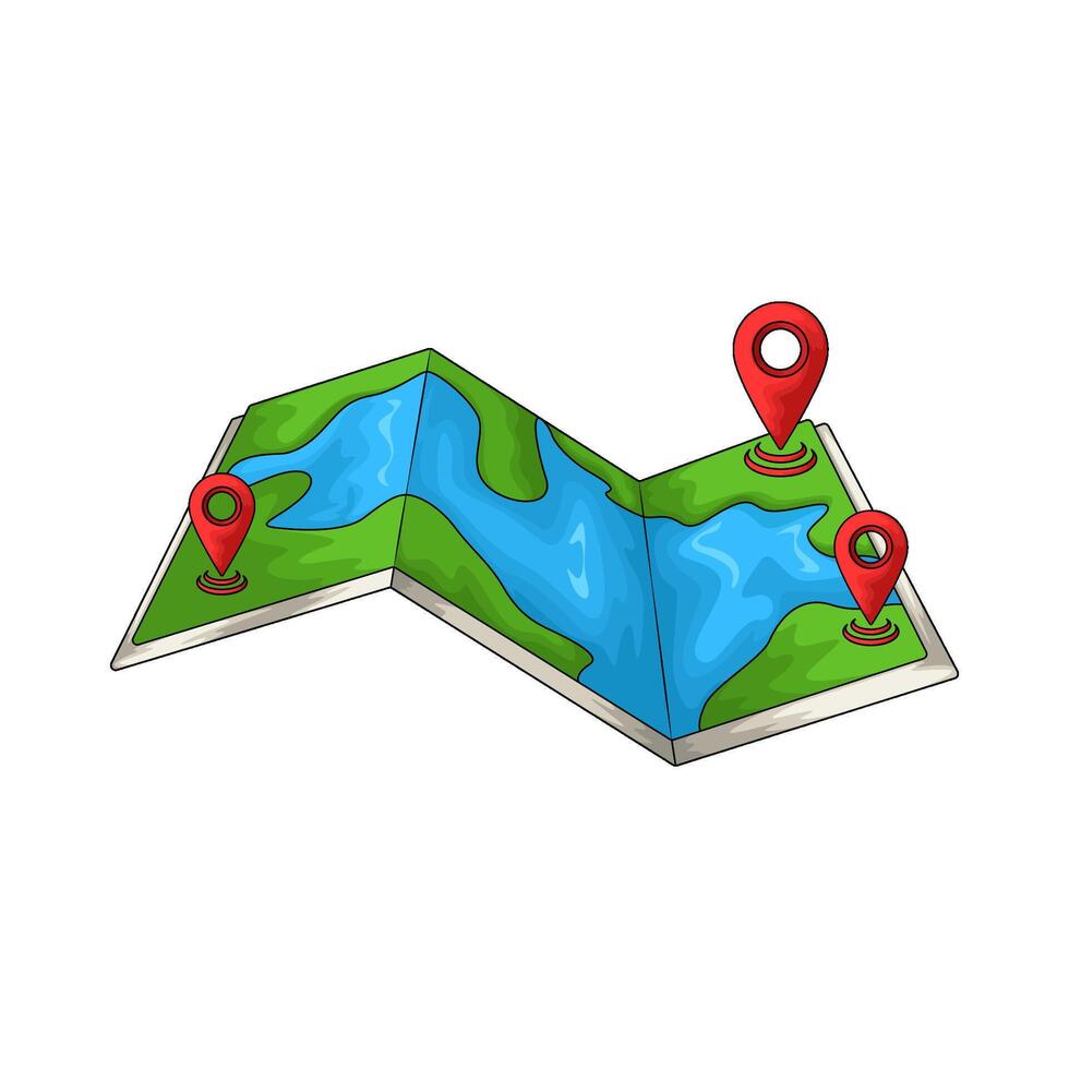 illustration of map with location vector