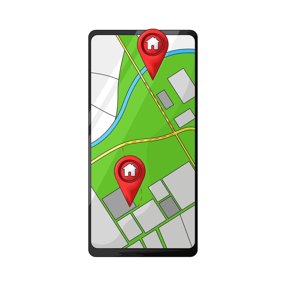 map on phone illustration vector