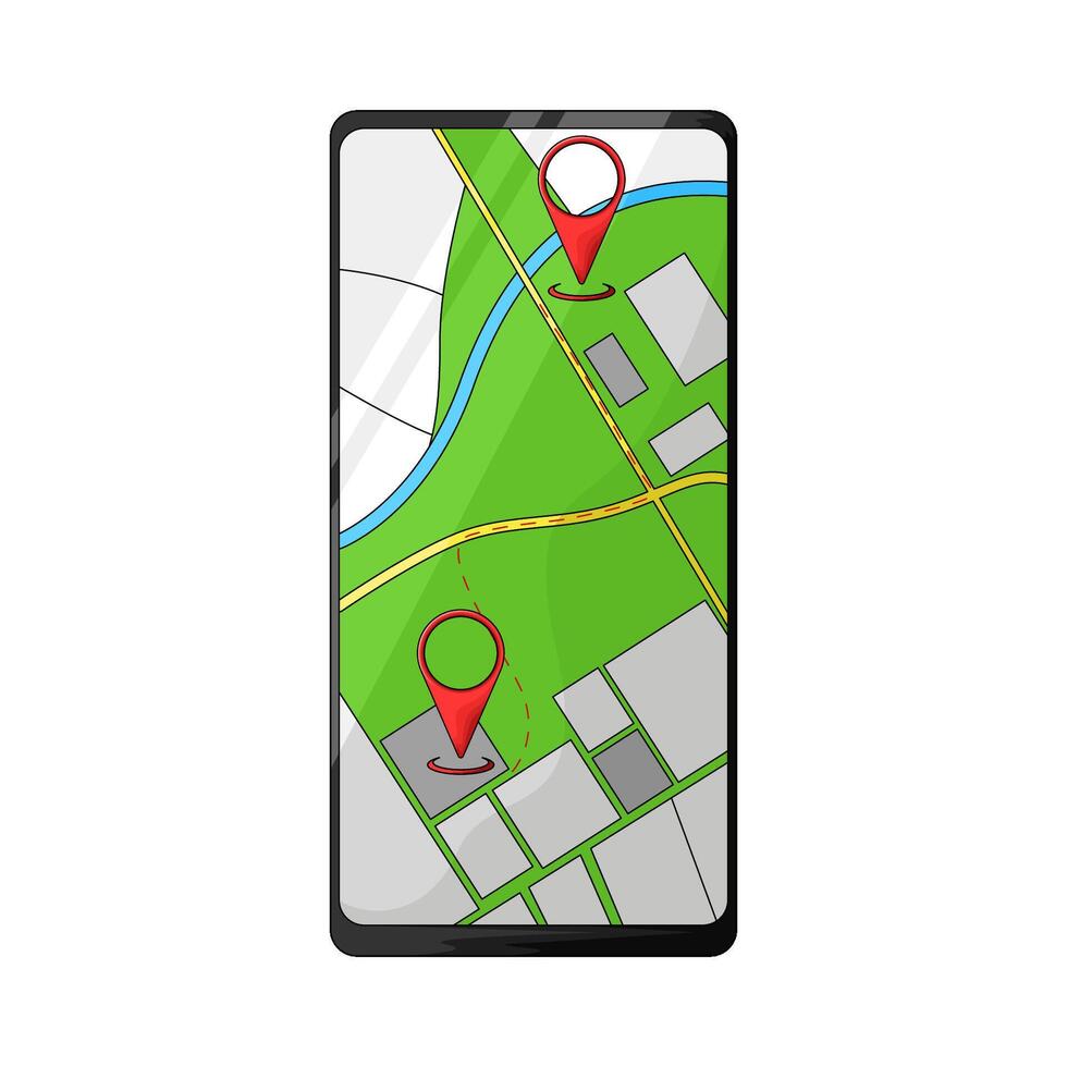 illustration of map on phone vector