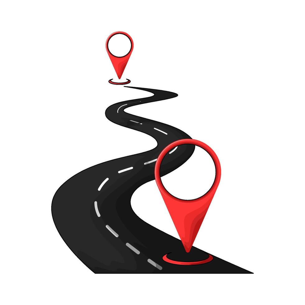 road and location pin vector