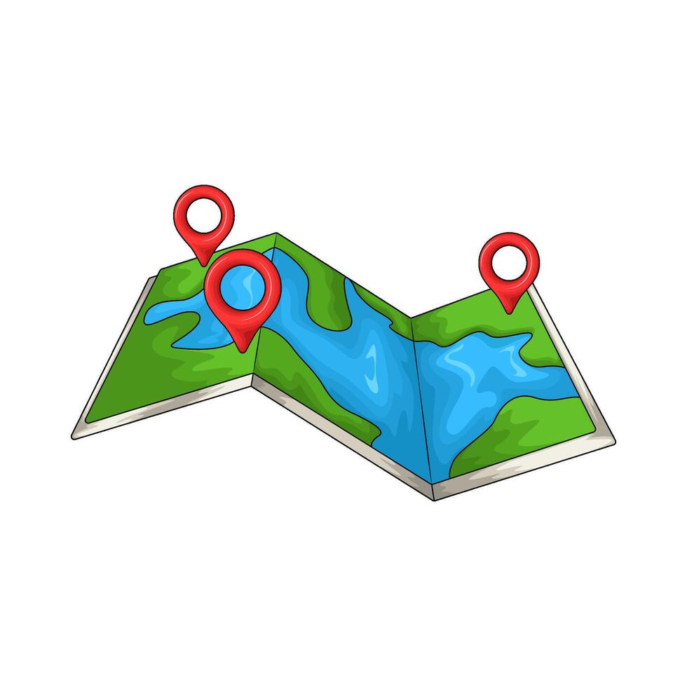 illustration of map and location vector