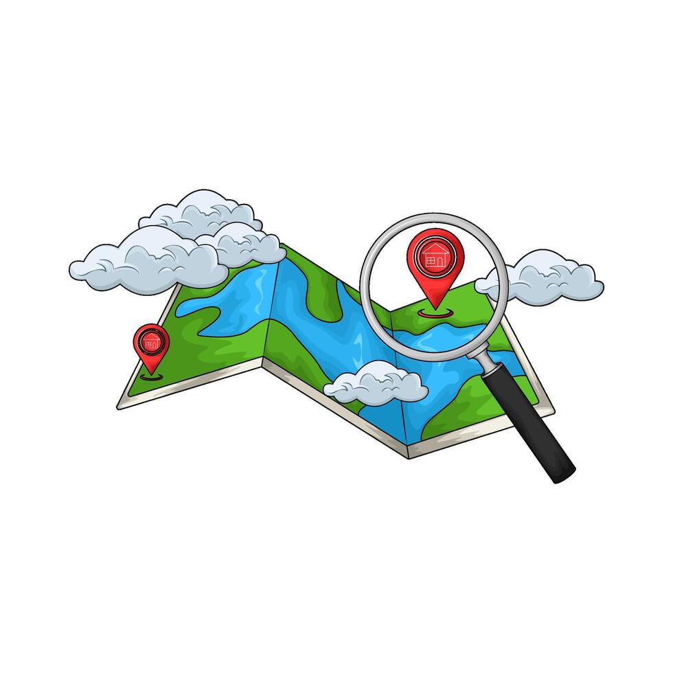 map with location pin illustration vector