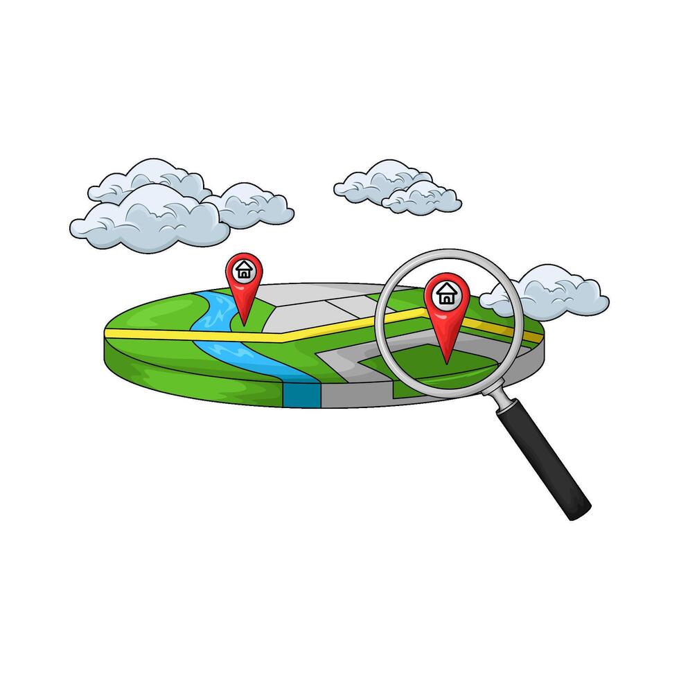 illustration of search with location pin vector