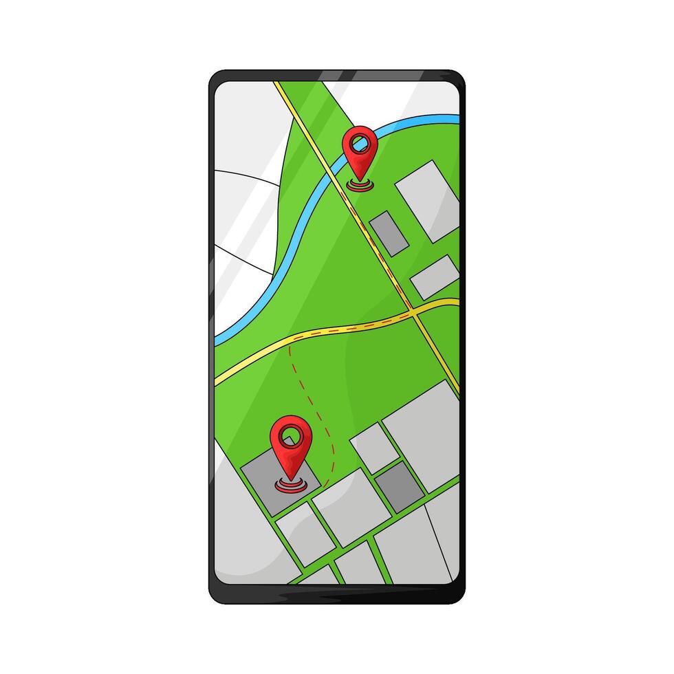 map on cellphone vector