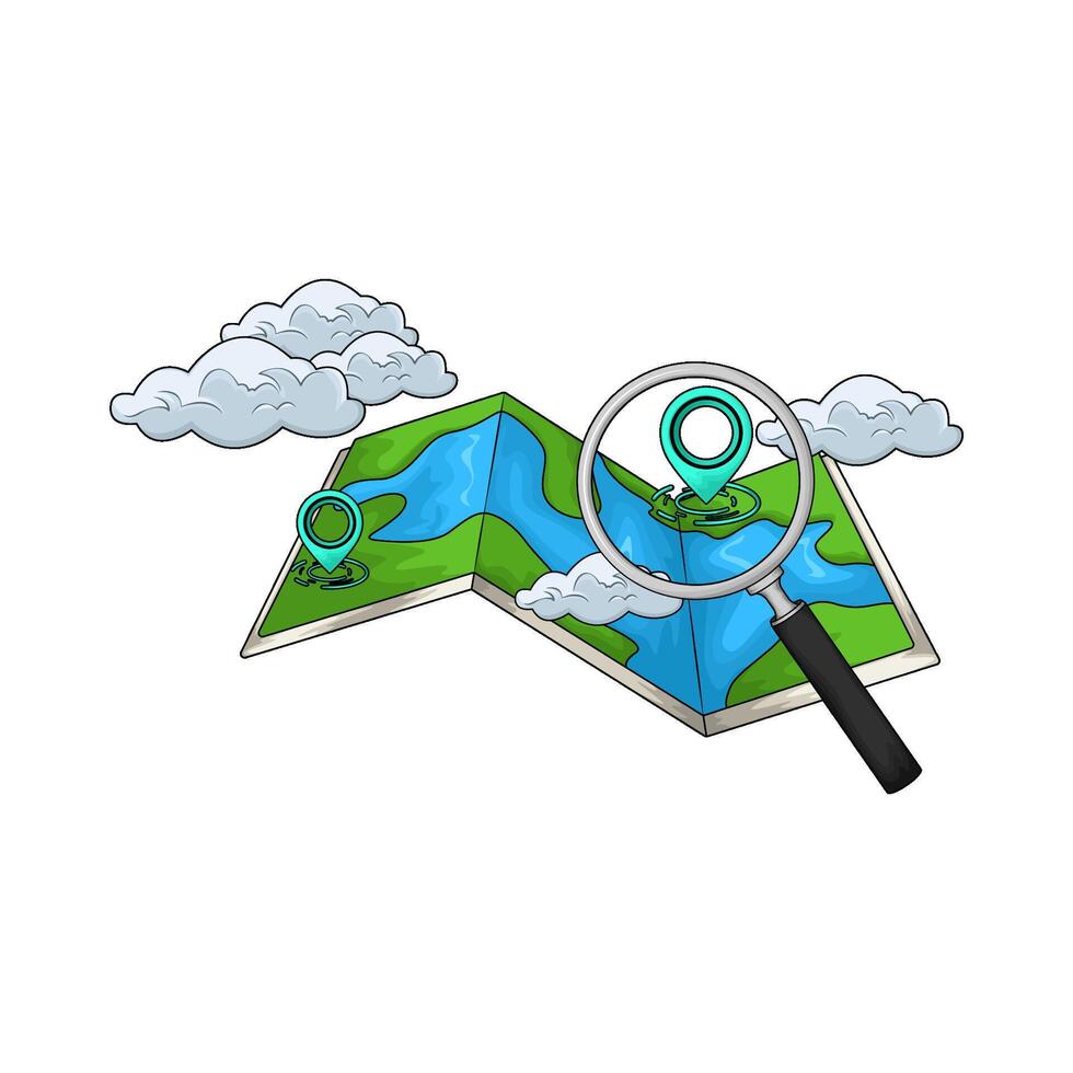 illustration of map with location pin vector
