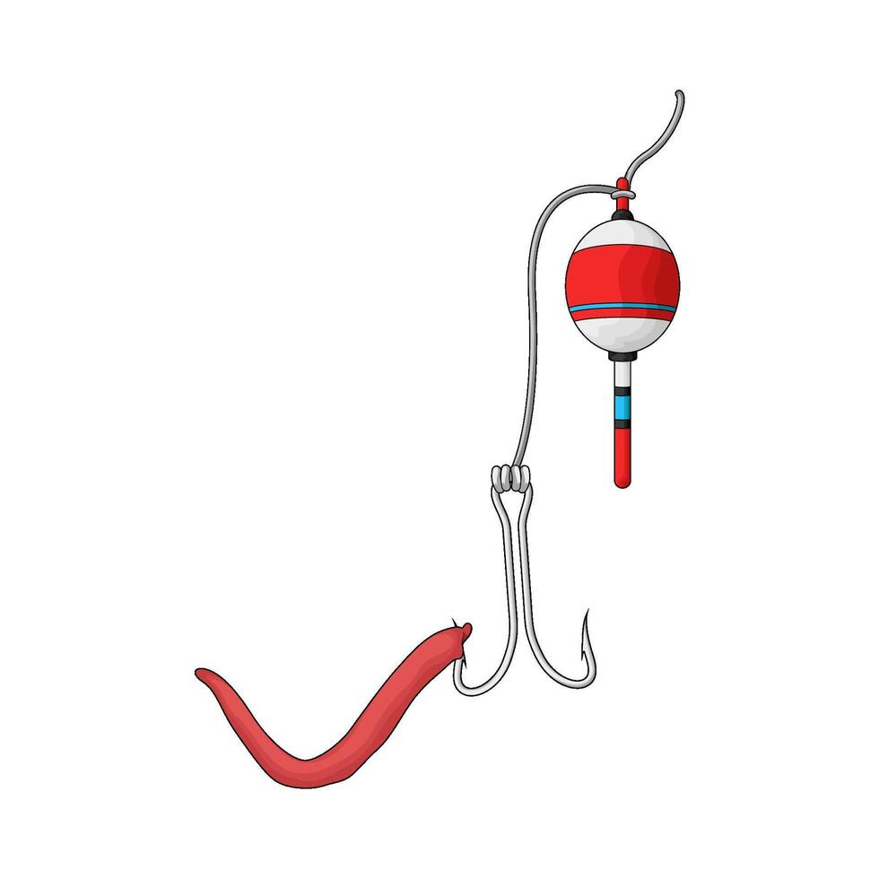 worm baited hook vector