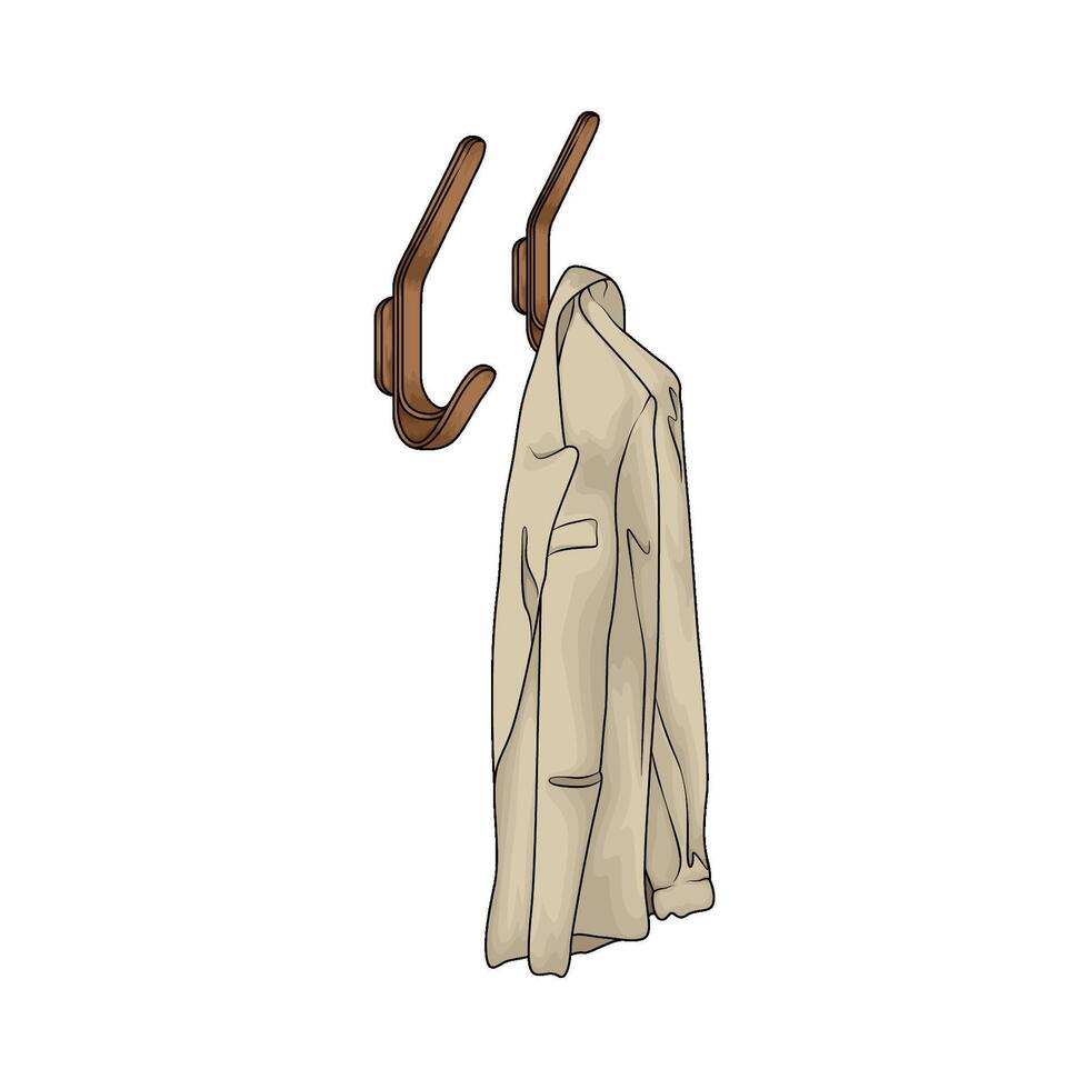 illustration of blazer hanging on hook vector