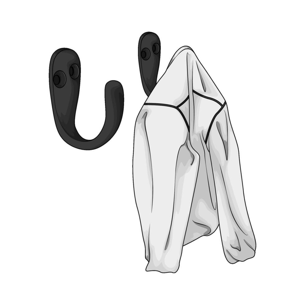 illustration of jacket hanging on a wall hook vector