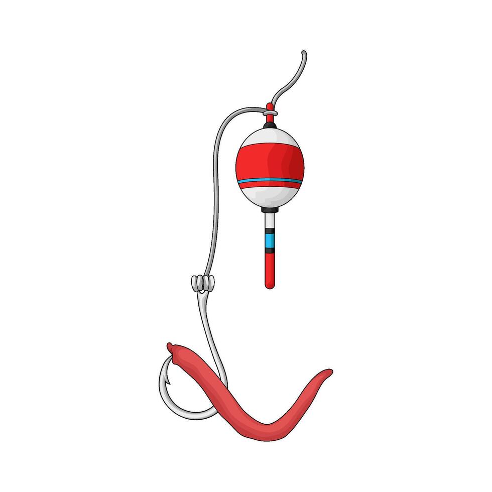 worm baited fishing hook illustration vector