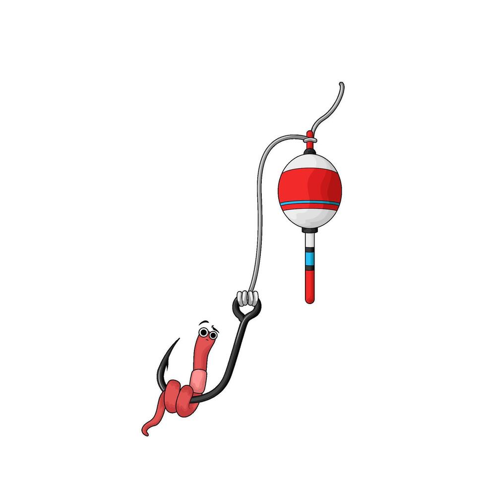 worm on fishing hook vector